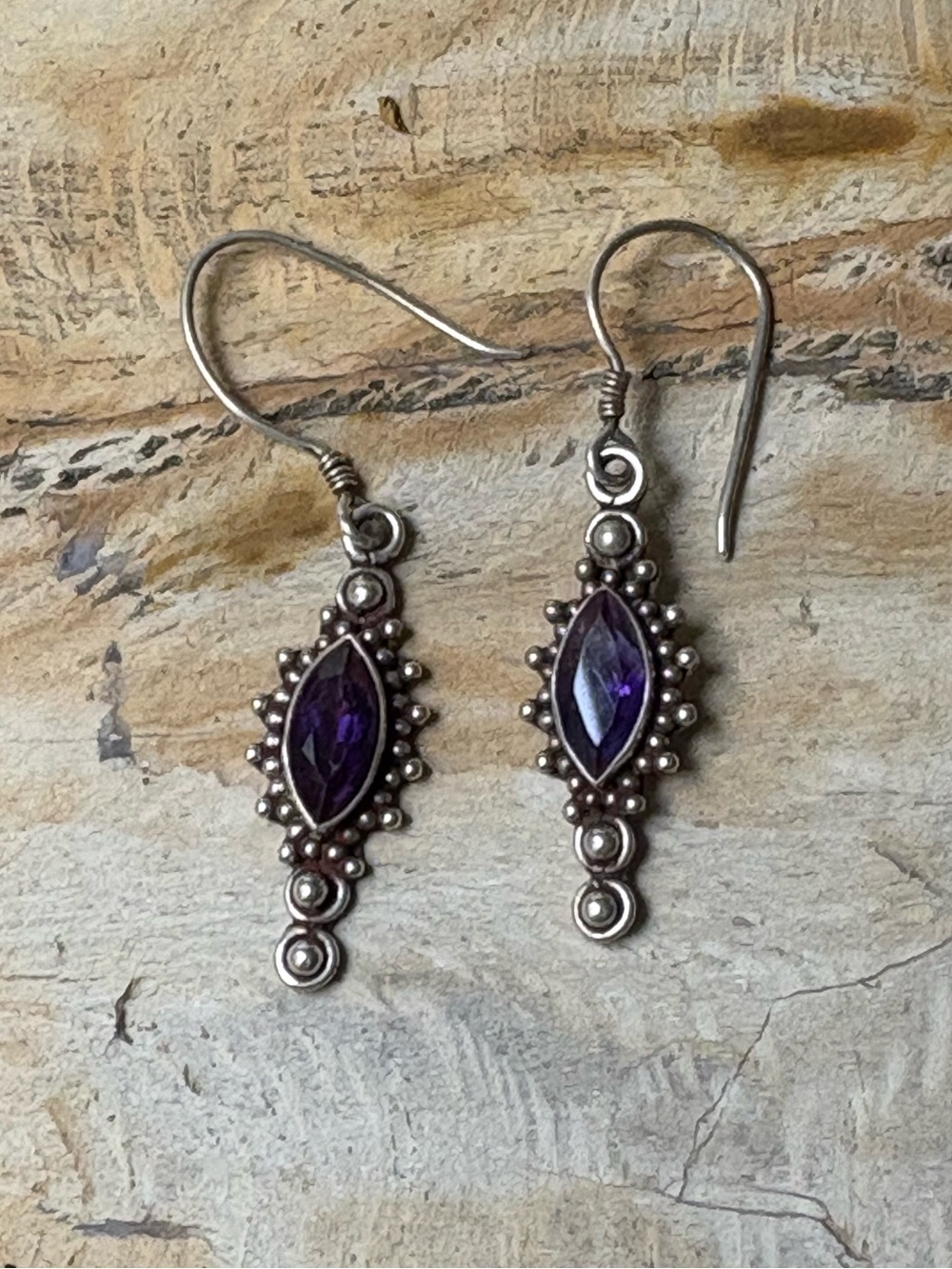 Sterling Silver Amethyst Drop Earrings